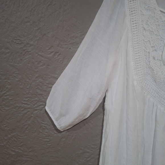 Indigo Rose Women  White Midi Dress with Tie Front and Relaxed Fit - Picture 4 of 9